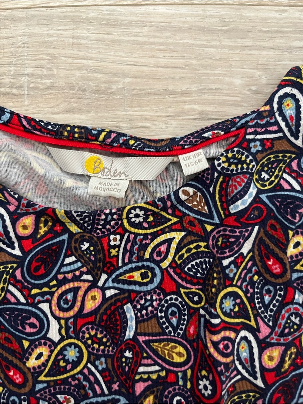 Boden Women’s Mulitcolor Paisley Pattern Short Sleeves Dress Elastic Waist 6 - Picture 2 of 6